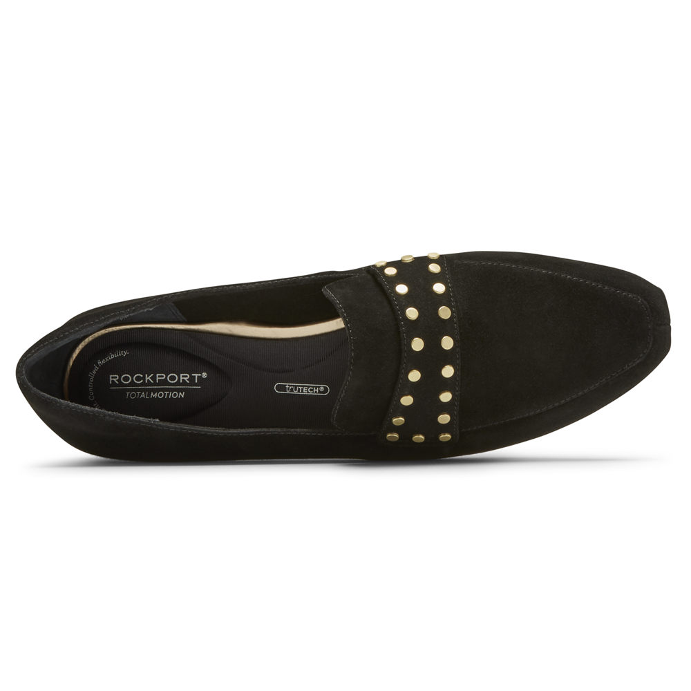 Mocasines Rockport Mujer Mexico - Total Motion Laylani Studded Negros - CVMRL9842